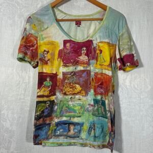 Adventures Des Toiles T Shirt 40 Medium Colorful Abstract Faces Art Stretch